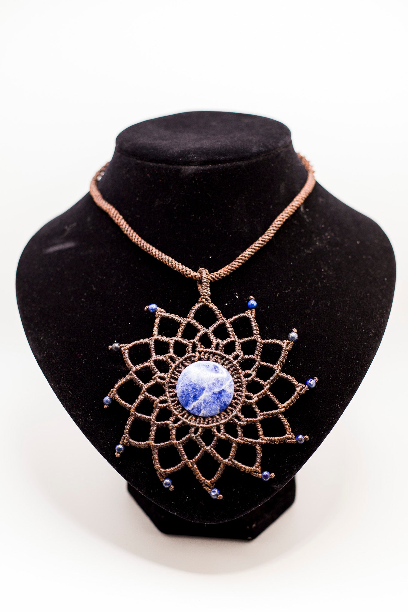 Lapis Lazuli Macrame Woven Necklace