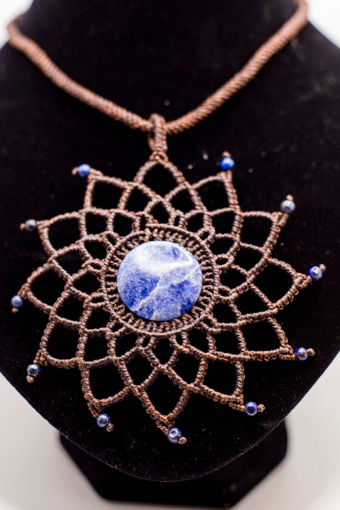 Lapis Lazuli Macrame Woven Necklace