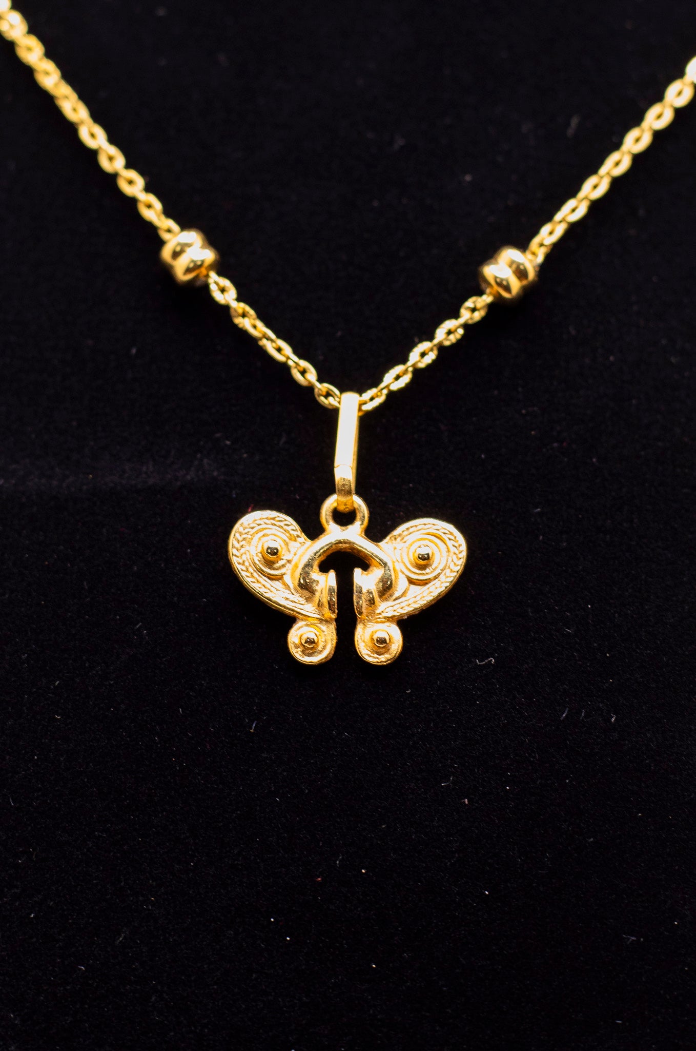 Simple Gold PreColombian Charm Necklace