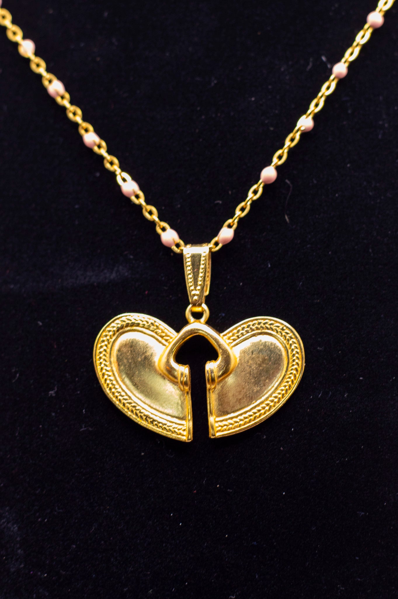 PreColombian Charm with Pink and Gold Chain